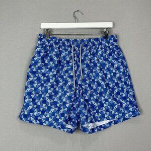 Blueport Mens Swim Large Blue Print 5.5" Trunk Board Micro Shorts Resort Coastal